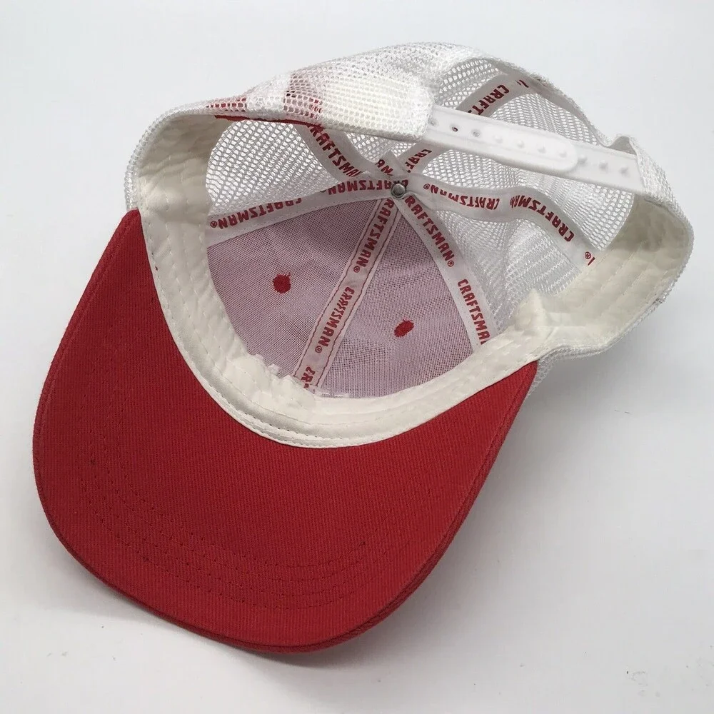 Craftsman Tools Red & White Trucker Ball Cap Mesh Back Snapback OSFM Dad Hat